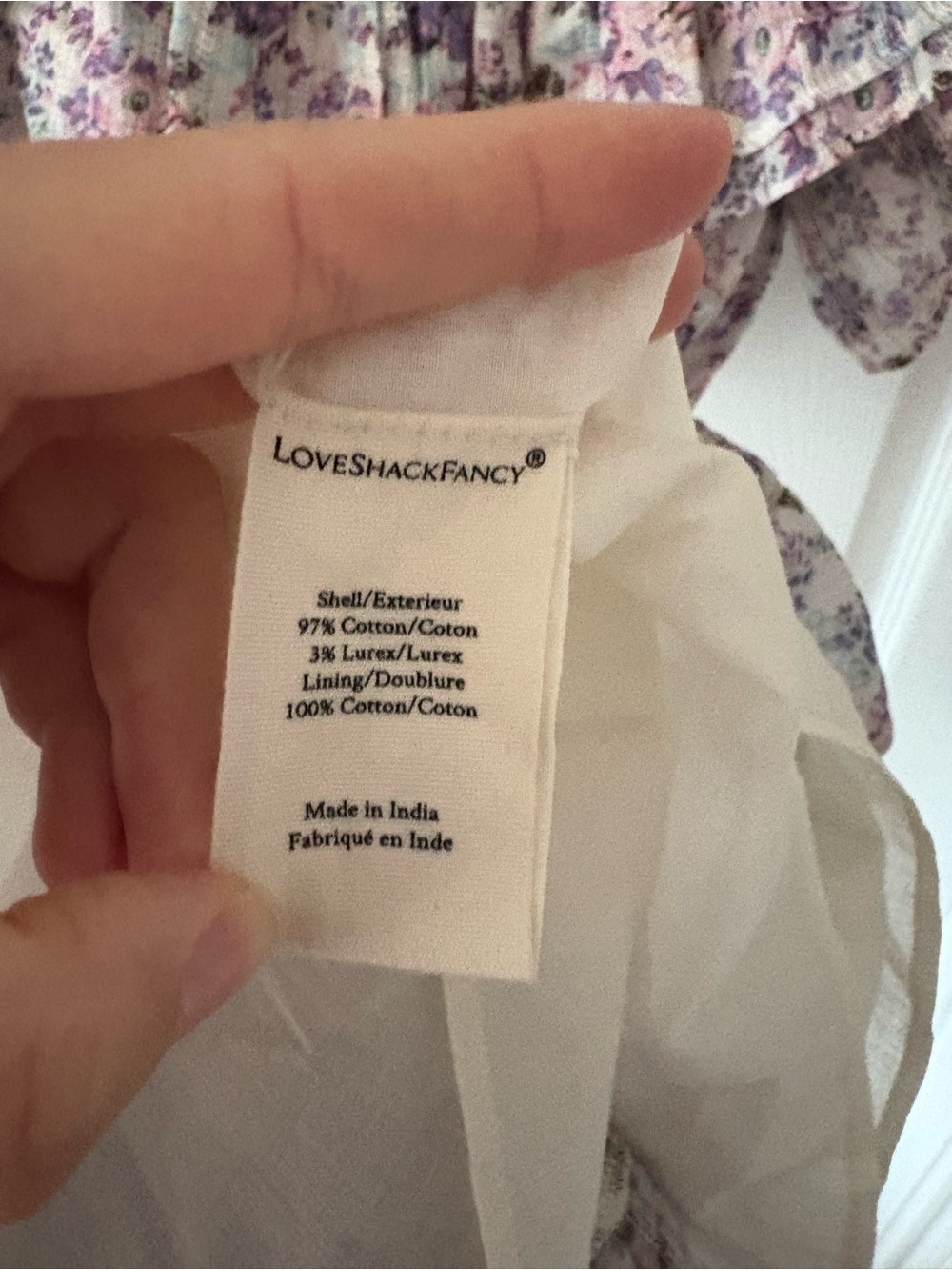 LoveShackFancy Lavender Floral Ruffle Mini Dress Size XS - Picture 6 of 6